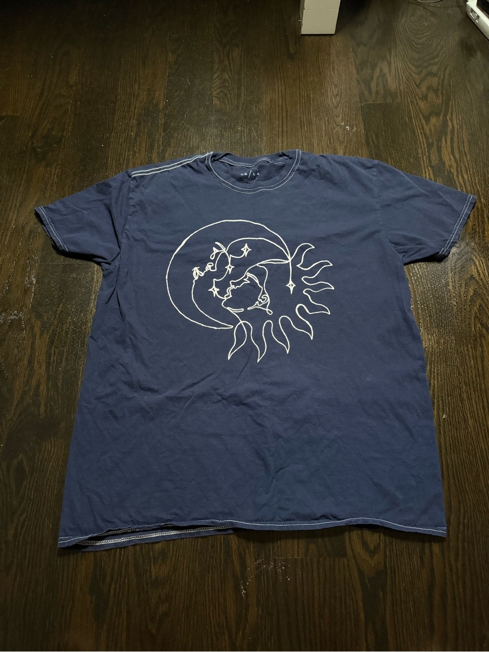 Urban Outfitters Navy Tee with White Sun & Moon Outline